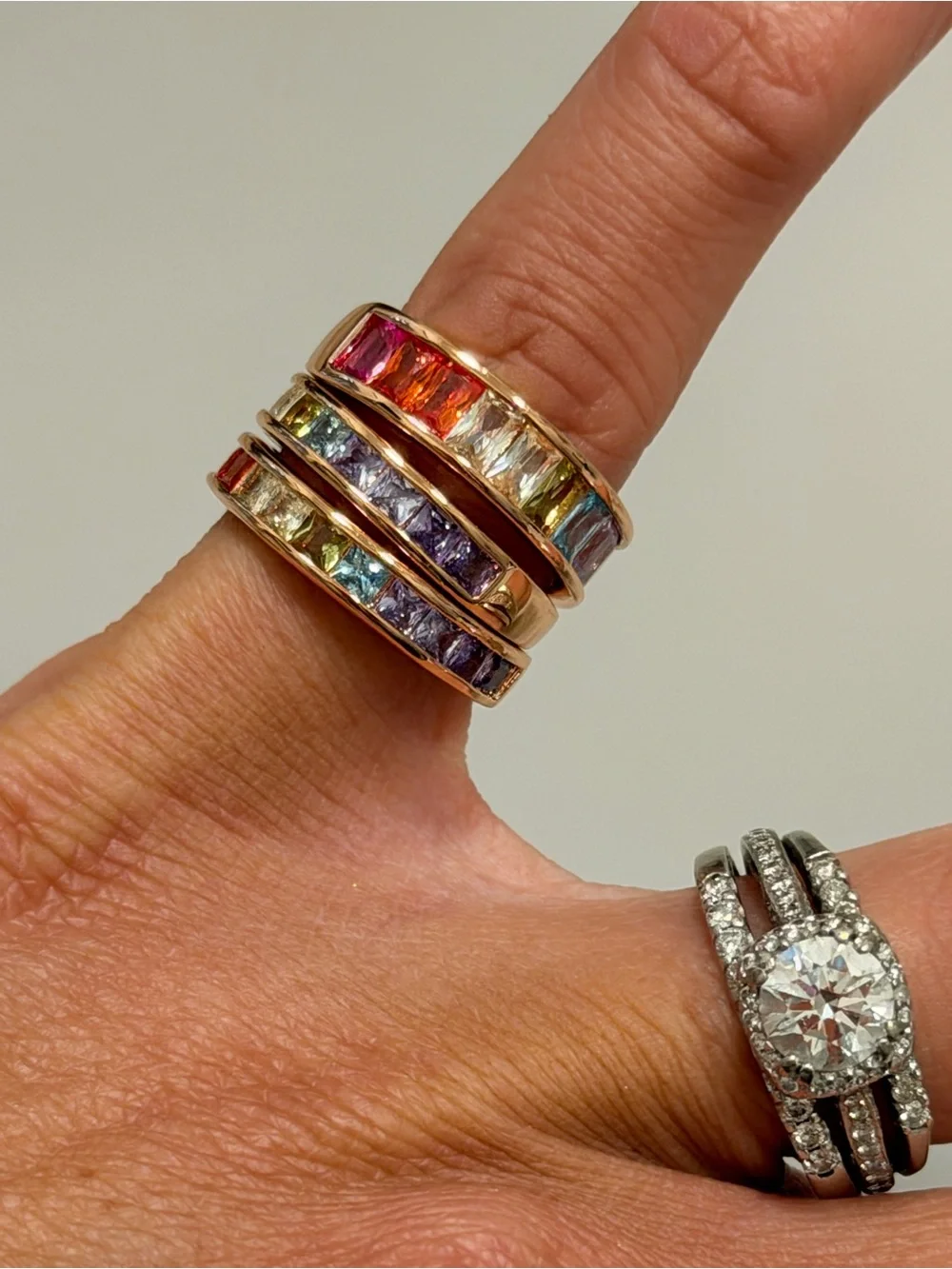 BP NWT Mental Health Collection Rainbow Gem Stack on Rose Gold